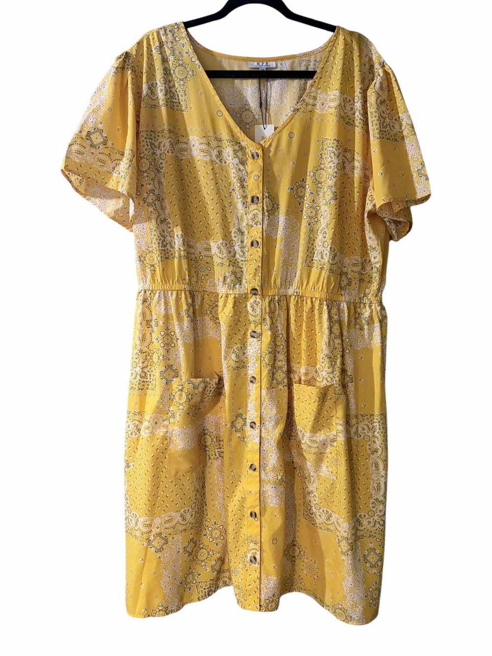 NWT MPH Collection Plus Size Yellow Button Front Sundress 3X